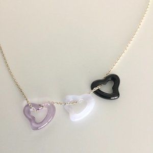 Tiffany & Co. Elsa Peretti Necklace with THREE Gemstone Open Hearts